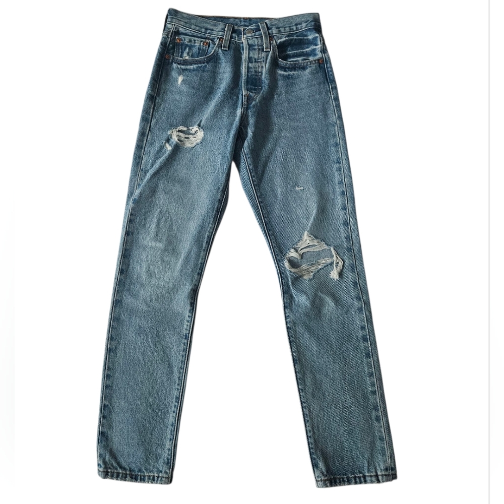 LEVI'S 501 Distressed Skinny Jeans | SZ 24 x 28